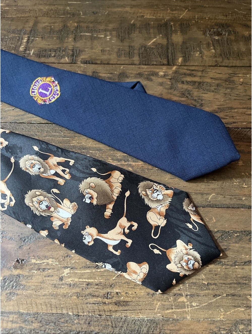 Vintage Necktie Lot Dimoda Handmade Embroidered Lions Club International